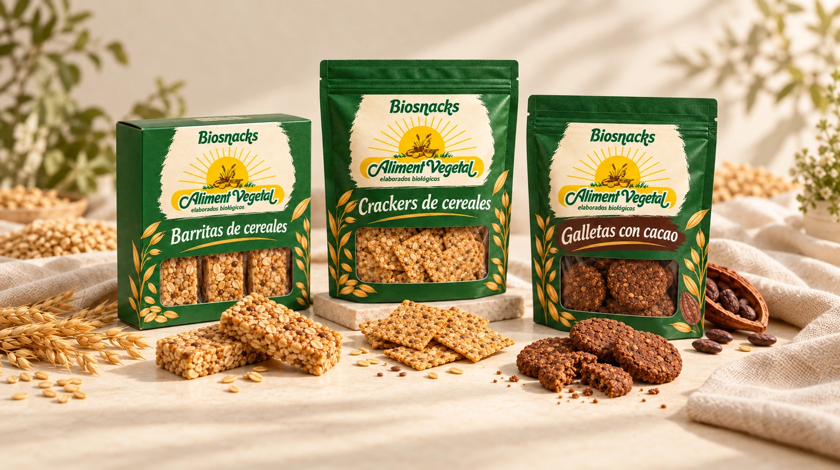 BIOSNACKS: barritas, crackers y galletas con cacao