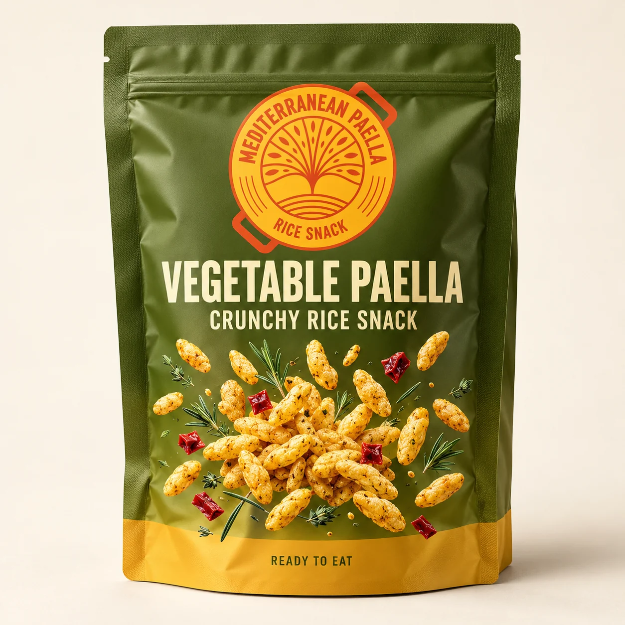 Mediterranean Paella Rice Snack: propuesta de verduras