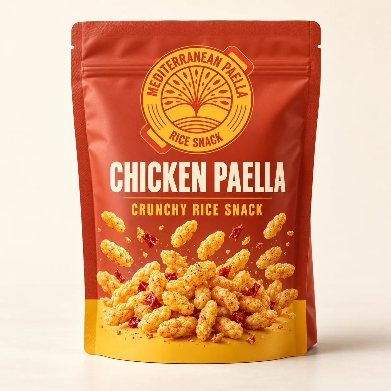 Mediterranean Paella Rice Snack: propuesta de pollo