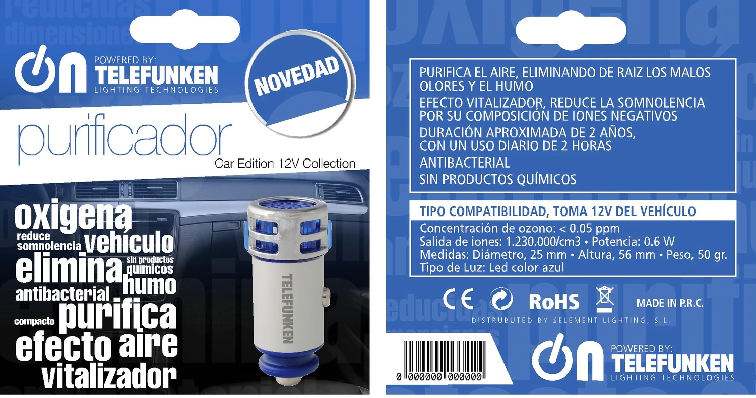 Folleto original del purificador ON Car Edition