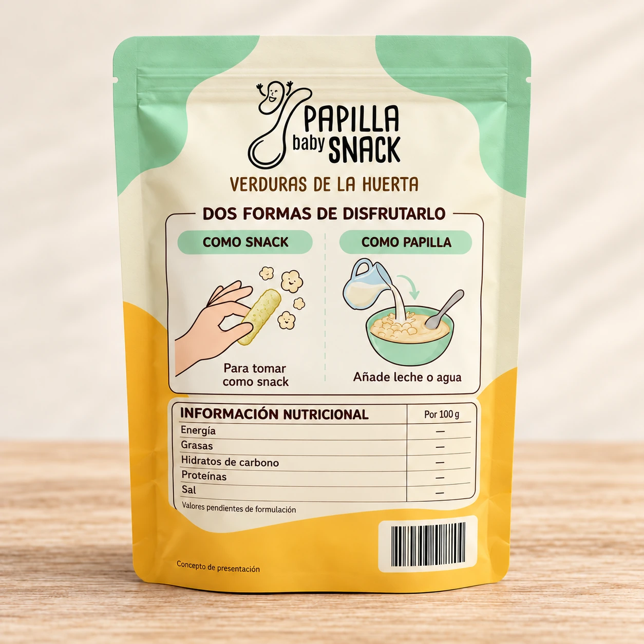 PAPILLA baby SNACK: Verduras de la huerta · trasera