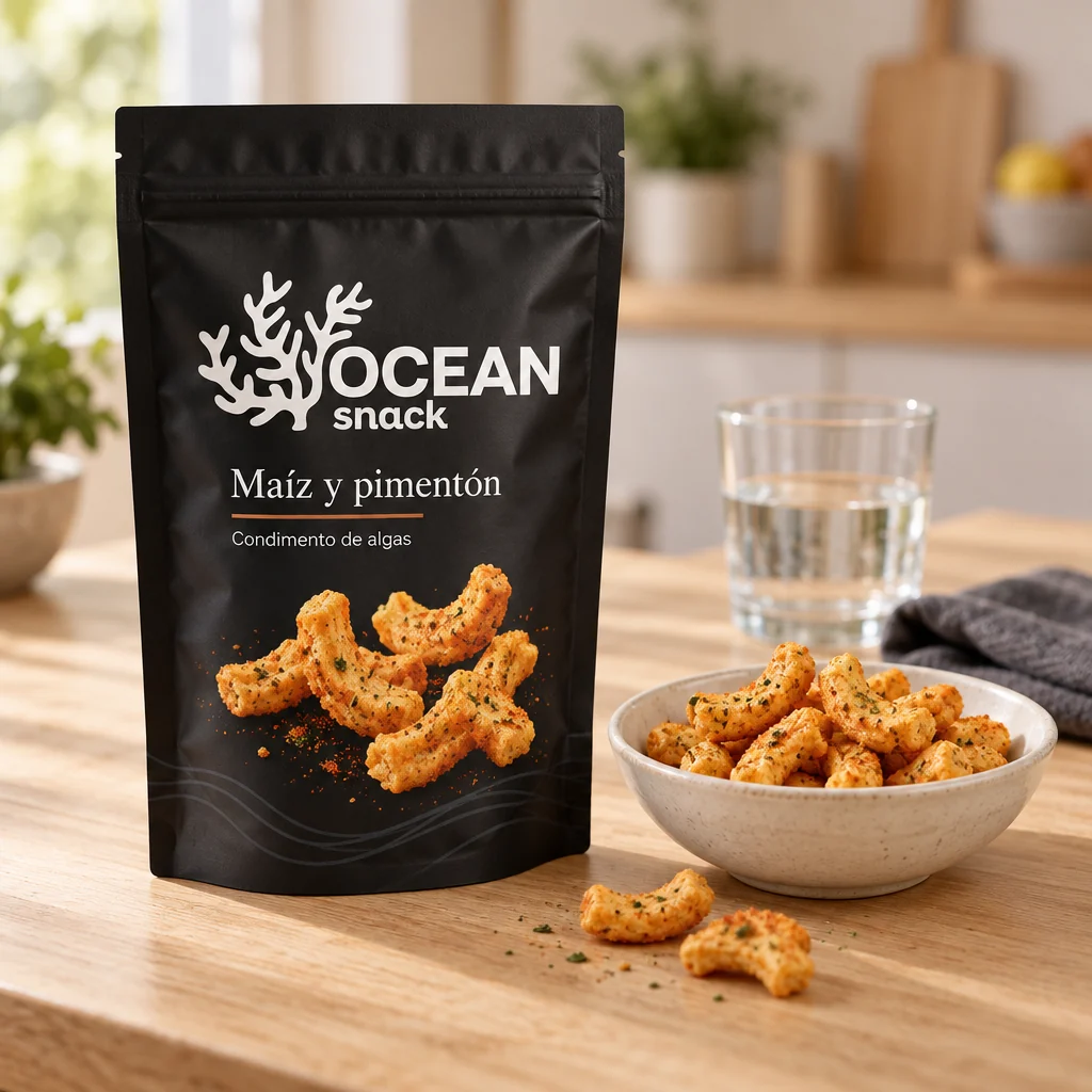 Ocean Snack: propuesta de maíz y pimentón con condimento de algas