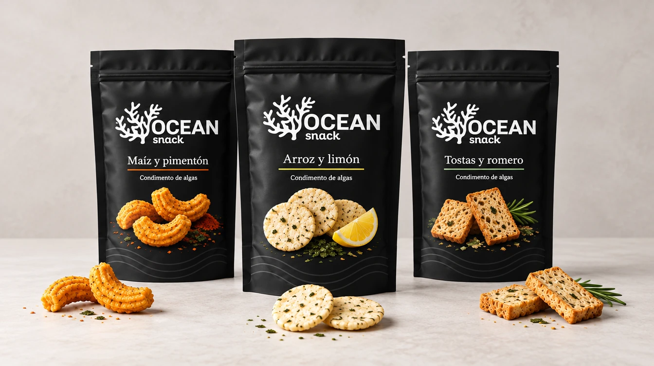 Ocean Snack: gama aprobada de maíz y pimentón, arroz y limón, y tostas y romero